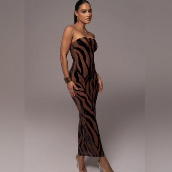 NWT JLuxLabel - Black Zebra Maxi Dress - Picture 3 of 3